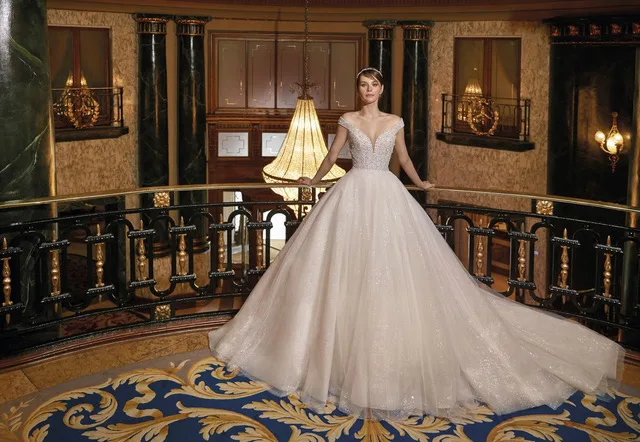 Булчинска рокля Style DP430 — Принцеса — колекция Demetrios Platinum — мъниста, тюл | Арети София