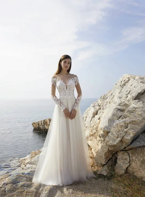Булчинска рокля Style L1071 — А-силует — колекция Destination Romance — дантела, тюл | Арети София