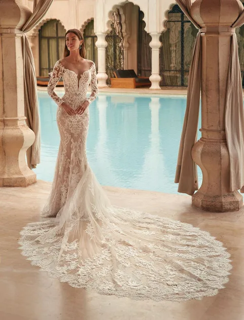 Булчинска рокля Style 1117 — Русалка — колекция Demetrios — дантела, тюл | Арети София