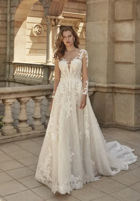 Булчинска рокля Style 1147 — А-силует — колекция Demetrios — дантела, тюл | Арети София